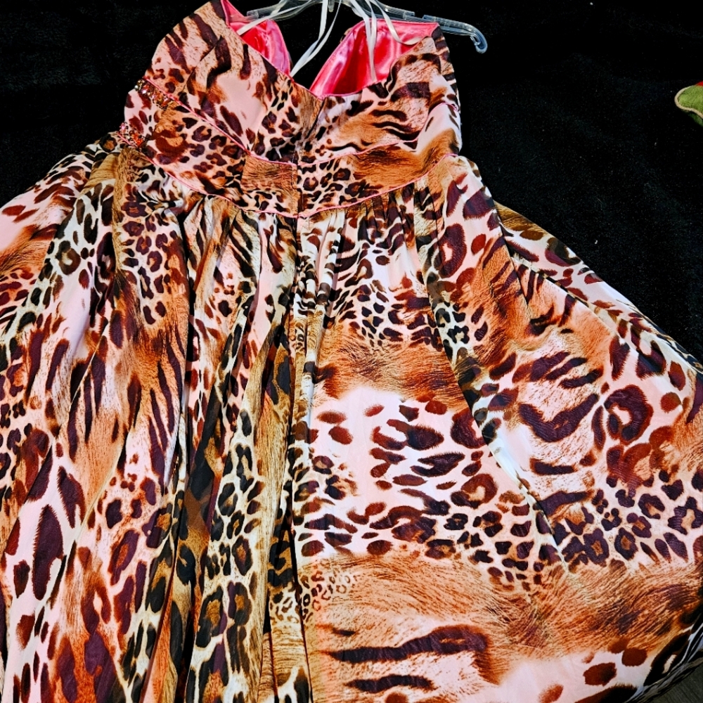 Vintage Deb Leopard Print Strapless High/Low PromDress Size 22/23